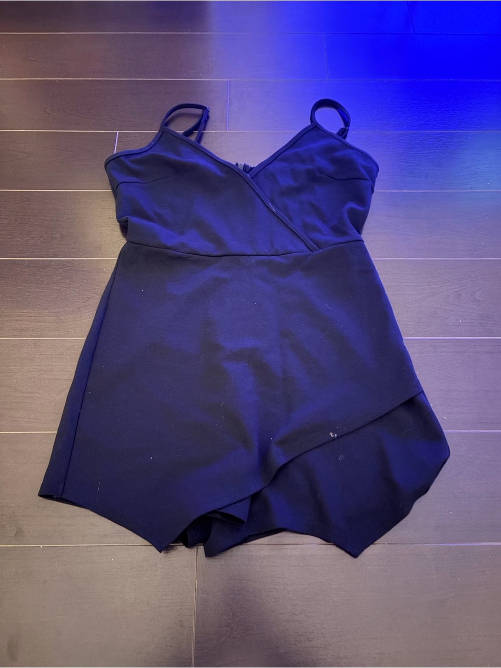 Black Spaghetti-Strap Slip Romper Dress